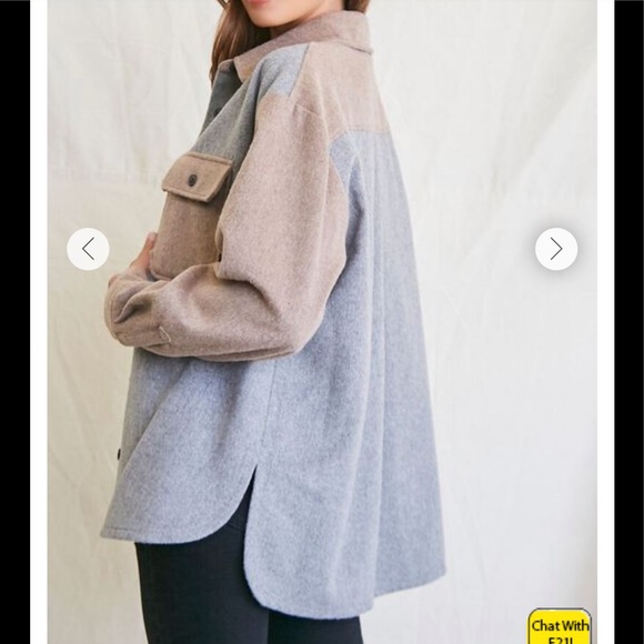 FOREVER 21 Colorblock Dolphin-Hem Shacket NWT - Picture 3 of 11